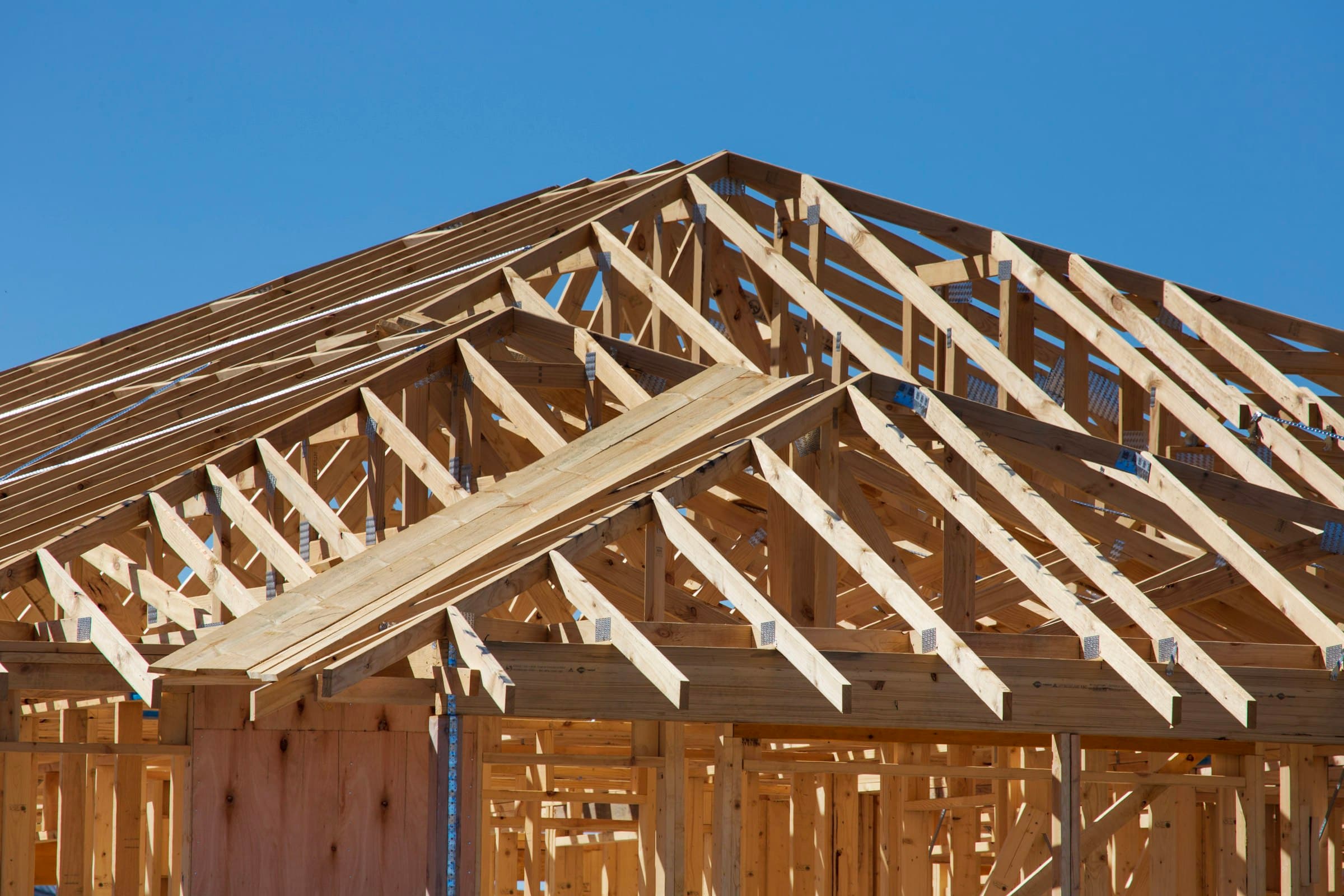 Wood-framed house under construction